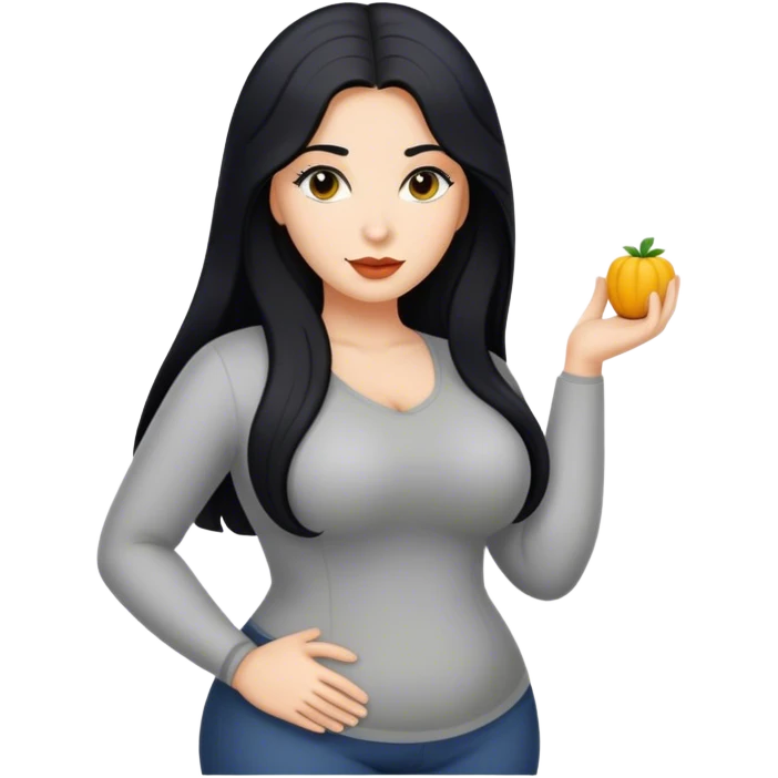 caucasian Beautiful Buxom black long hair back booty sfw emoji