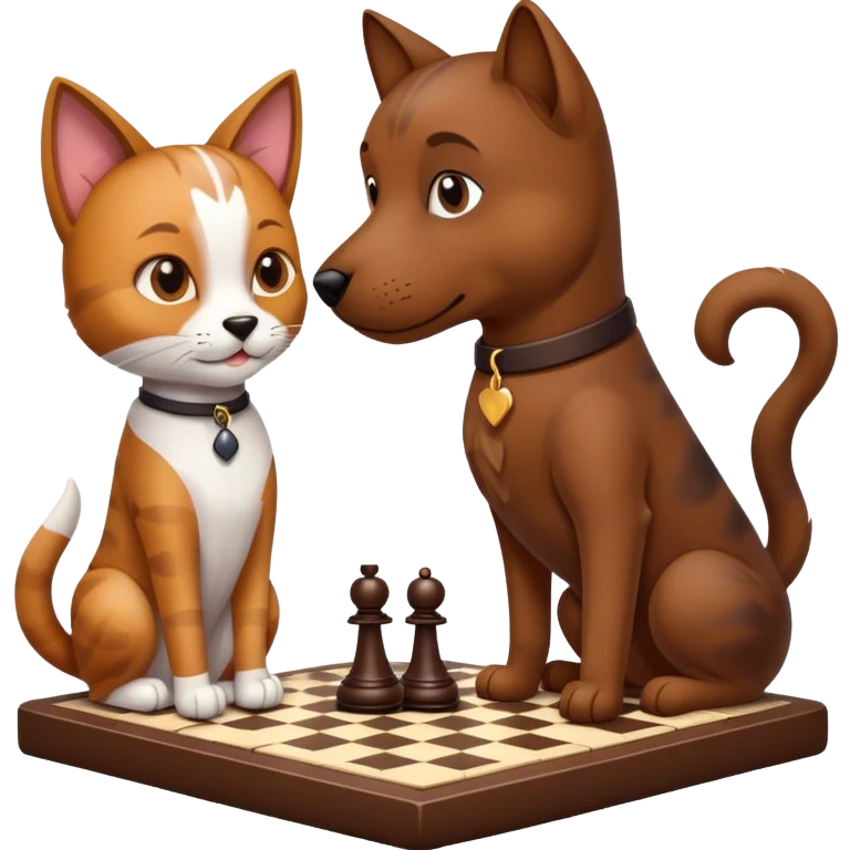 Dog and a cat playing chess emoji