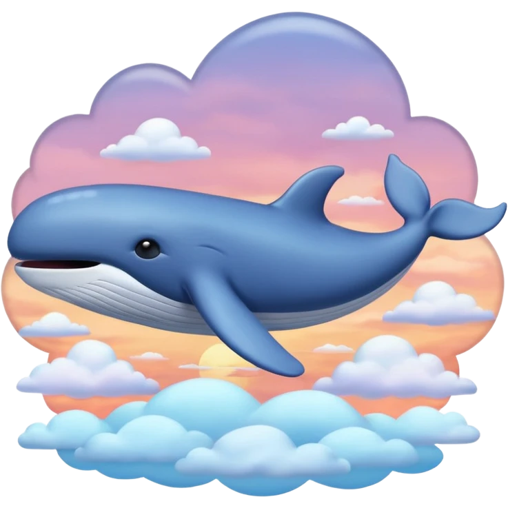 Sky Whale – Gigantic whale drifting among pastel sunset clouds. emoji