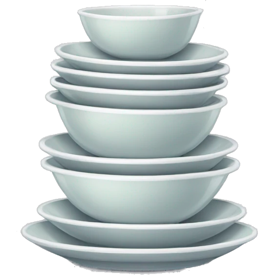 clean stack of dishes with bubbles emoji