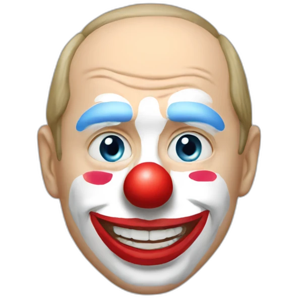Putin wears clown face mask emoji