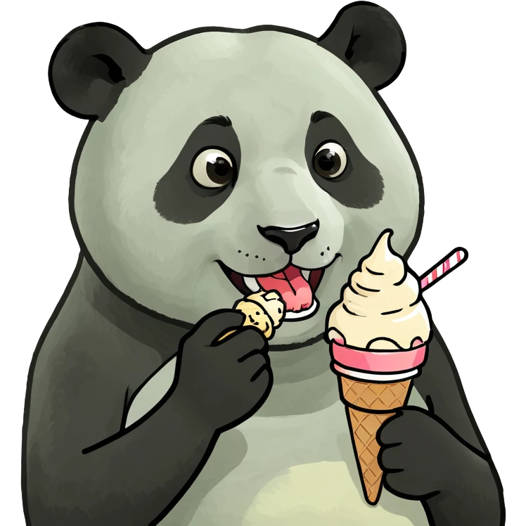 Panda eating ice cream emoji