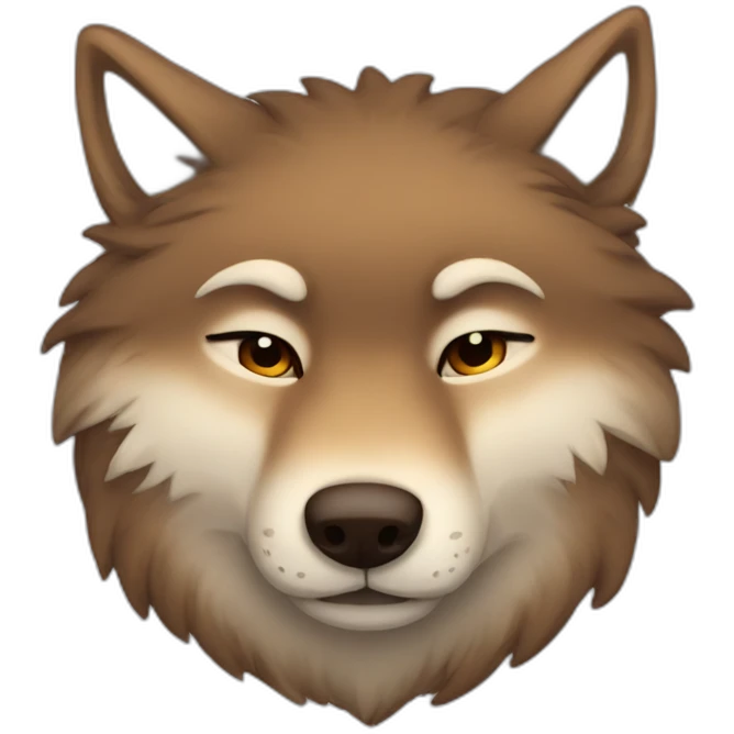 Brown cute Wolf furry sleeping emoji