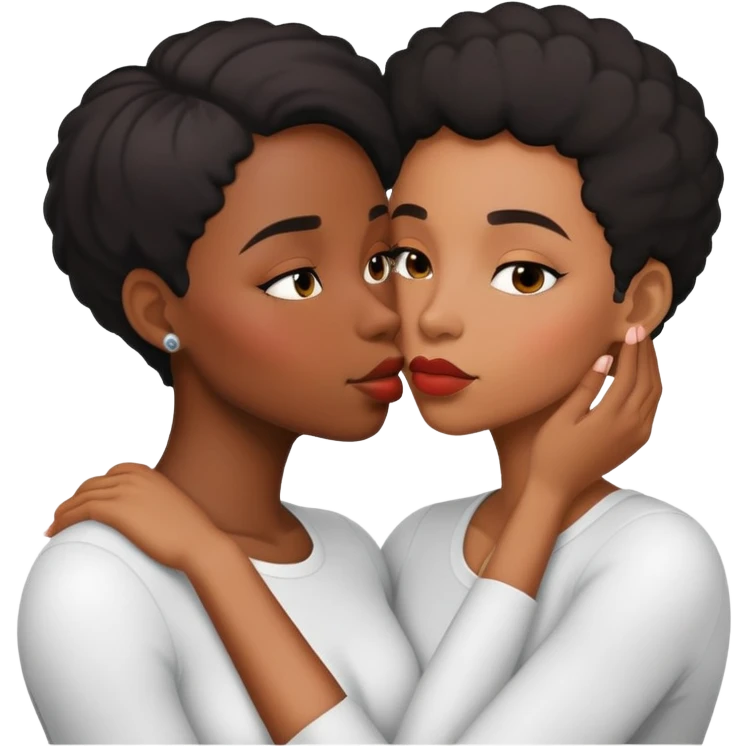 Black lesbian couple kissing  emoji