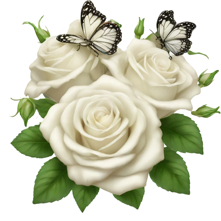 white roses bouquet with butterflies, fairy core emoji