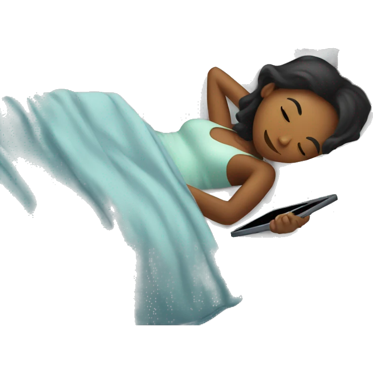 Girl in bed with kindle emoji