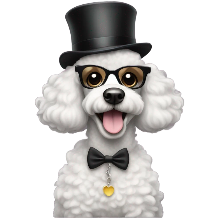 Poodle with glasses and tophat emoji