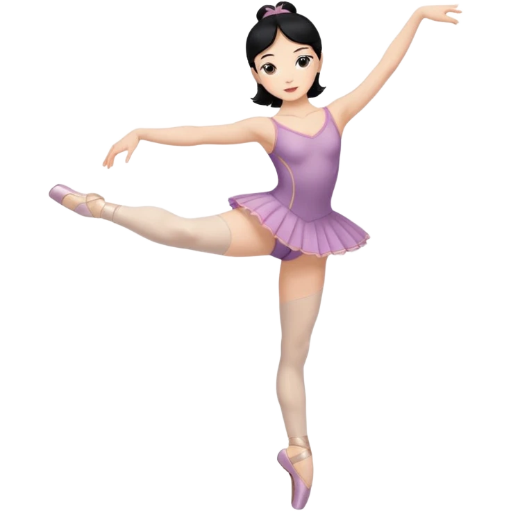 WOMAN BALLET DANCER BLACK HAIR AND NOT IN TUTU ONLY TWO LEGS emoji