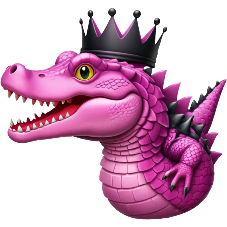 pink crocodile with a shiny black crown emoji