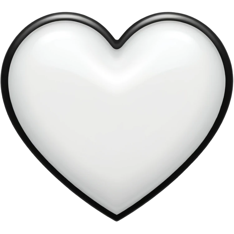 white heart with metallic black border emoji