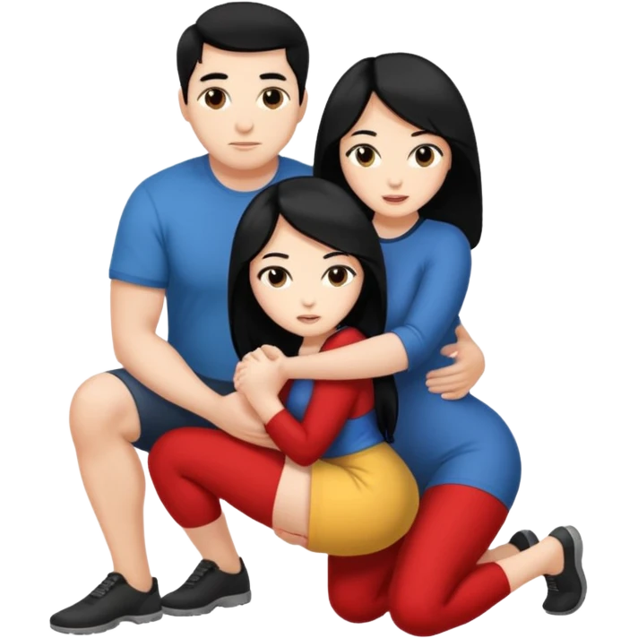 Девушка с большими симками голая на калениях, а заде голый мужчина с членом, лицом перед, держит её большую жопу. белое тело, волосы черные, только они дваем голые emoji