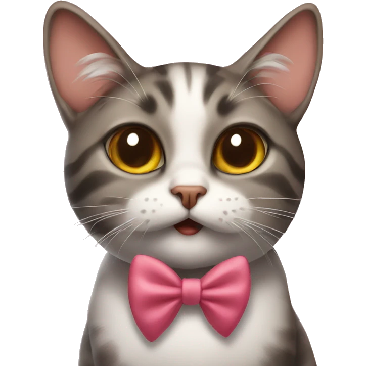 A cat with a bow sending kisses emoji