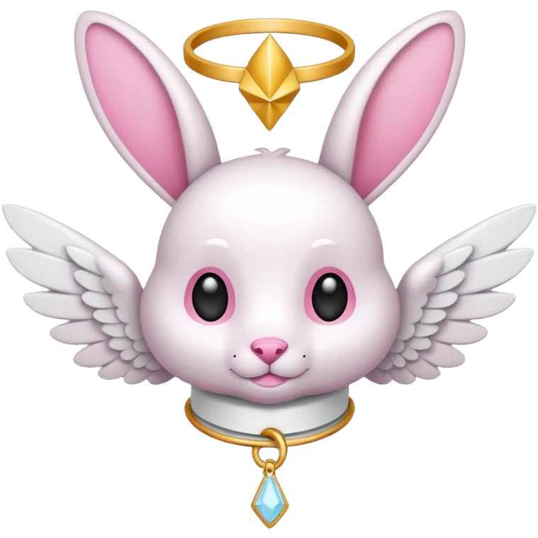 conejo blanco con alas y collar rosa emoji