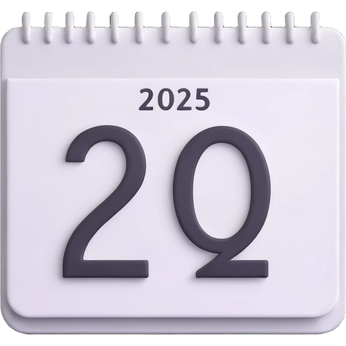 white calendar with just the number 2025 emoji