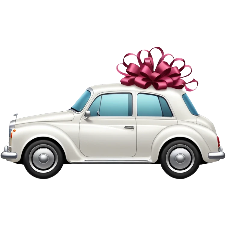 Luxury car with wedding decorations, in profile emoji