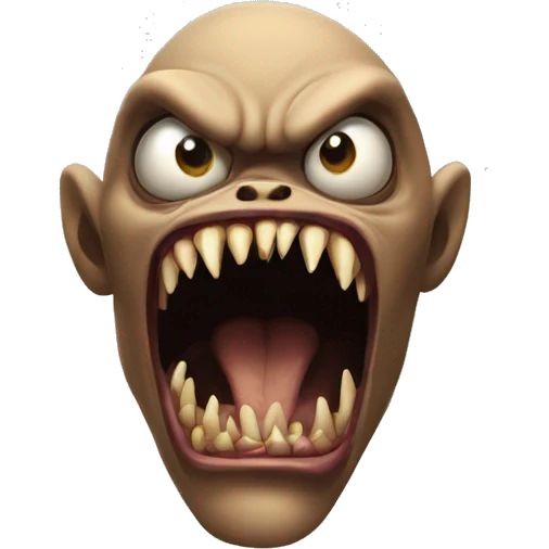 terrifying inhuman creature with predatory eyes and sharp teeth emoji