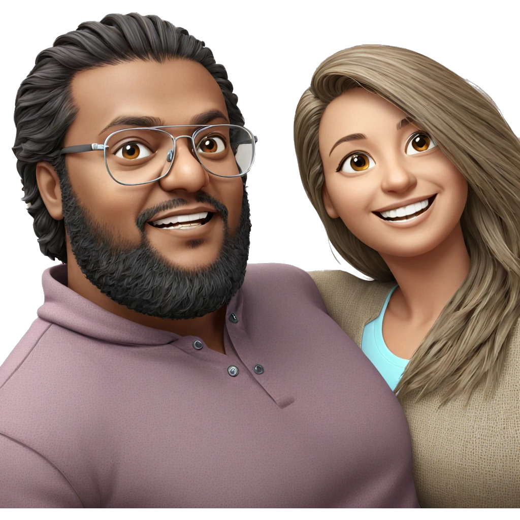 happy couple portrait smiling emoji