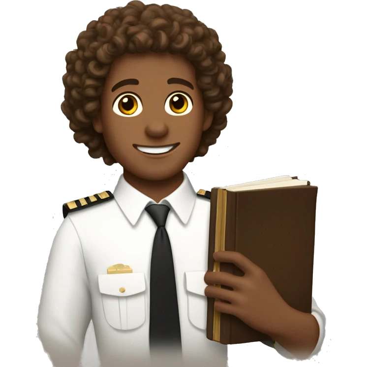 mormon missionary with brown extra curly hair holding a book of mormon emoji