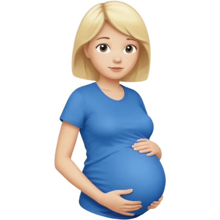 Blonde pregnant woman wearing a blue T-shirt like this emoji🤰🏼 emoji