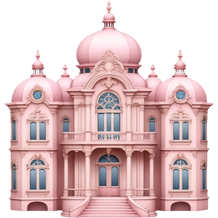 Light Pink Rococo mansion isometric  emoji