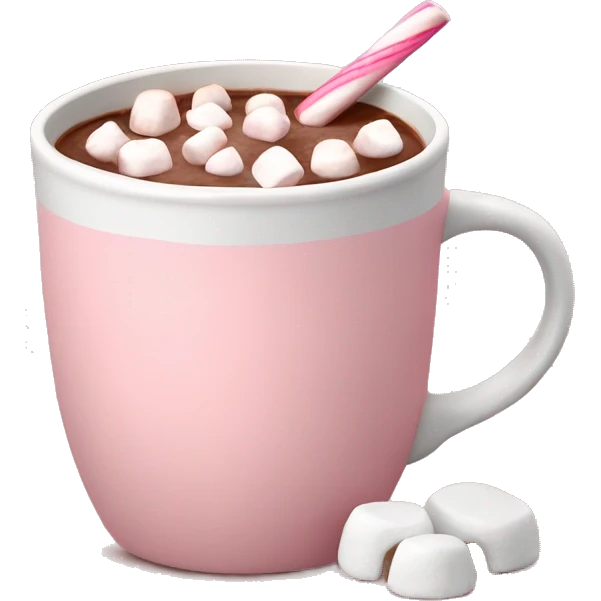 Light Pink mug of hot chocolate with marshmallows  emoji