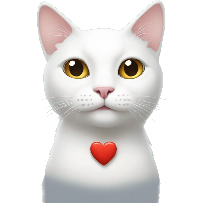 White cat and heart  emoji