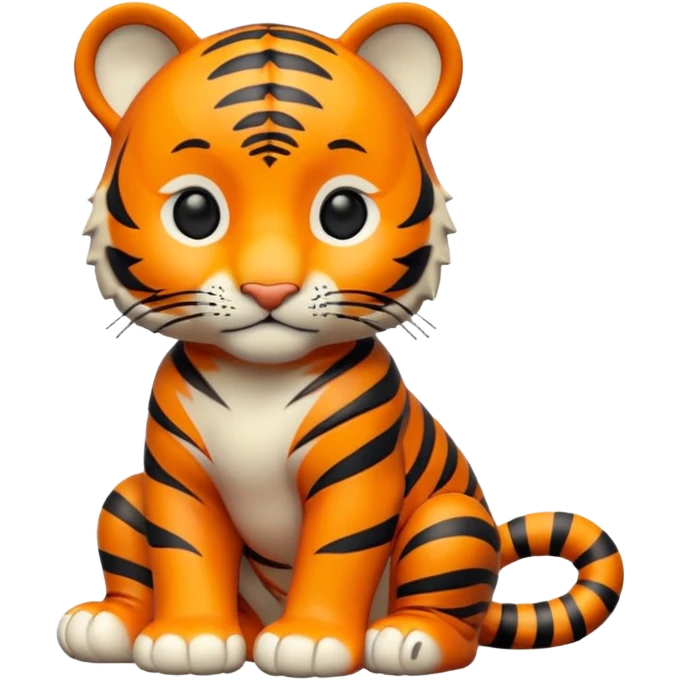 Isolated, breathtakingly vivid and intricately detailed digital illustration of the most incredibly adorable, cute style baby tiger cub figurine imaginable, toy style. emoji