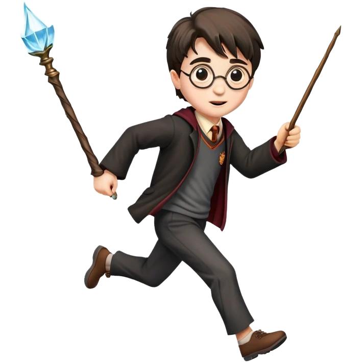Harry Potter running with his wand emoji
