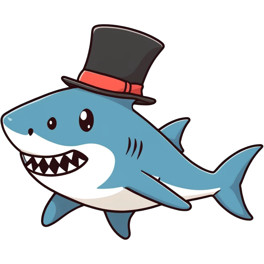 Shark with a top hat emoji