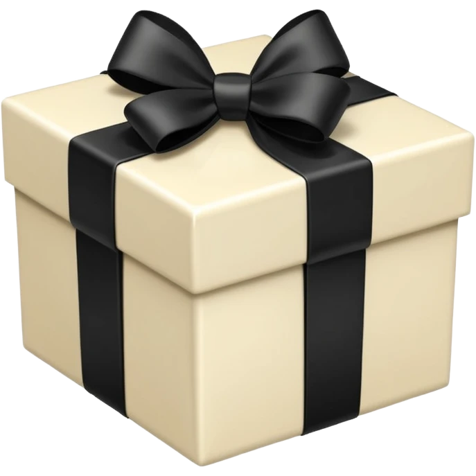 square ivory gift box present with a black bow emoji