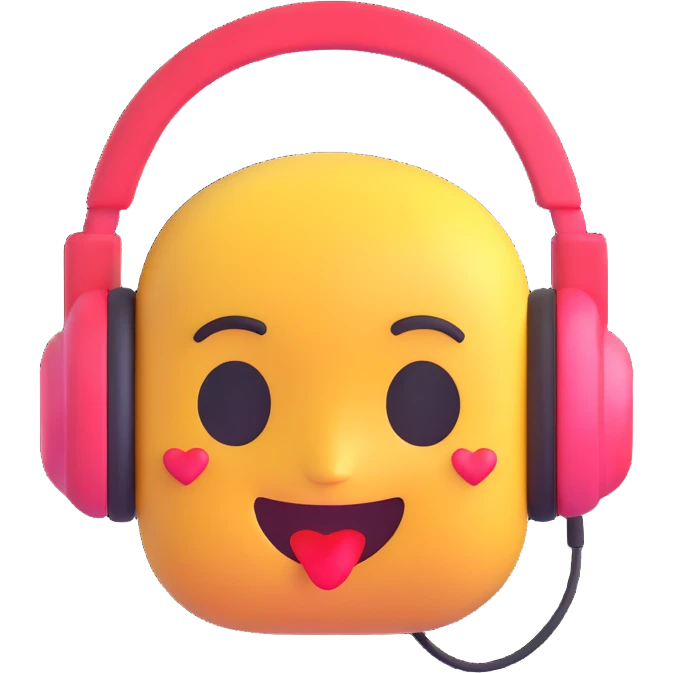 emoji with headphones, heart eyes, listening to music emoji