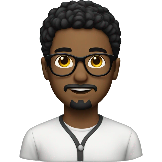 white young boy with goatee, glasses, black hair and dark brown eyes  emoji