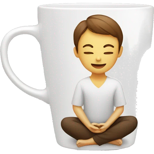 a person sitting in a lotus pose inside a coffee cup emoji