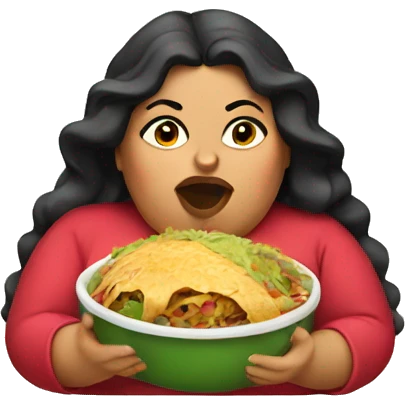 Fat mexican woman eating  emoji
