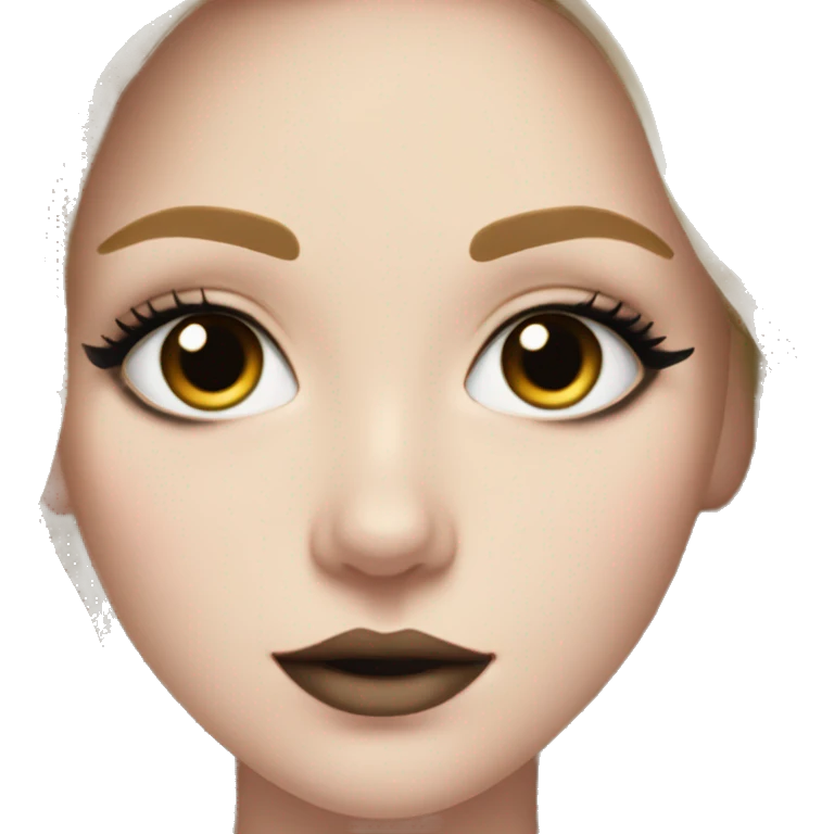 Girl with pale skin and black side park with eyeliner and lashes emoji
