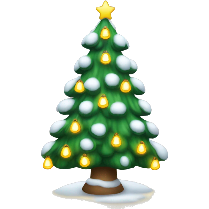 A Christmas tree with snow and lights emoji