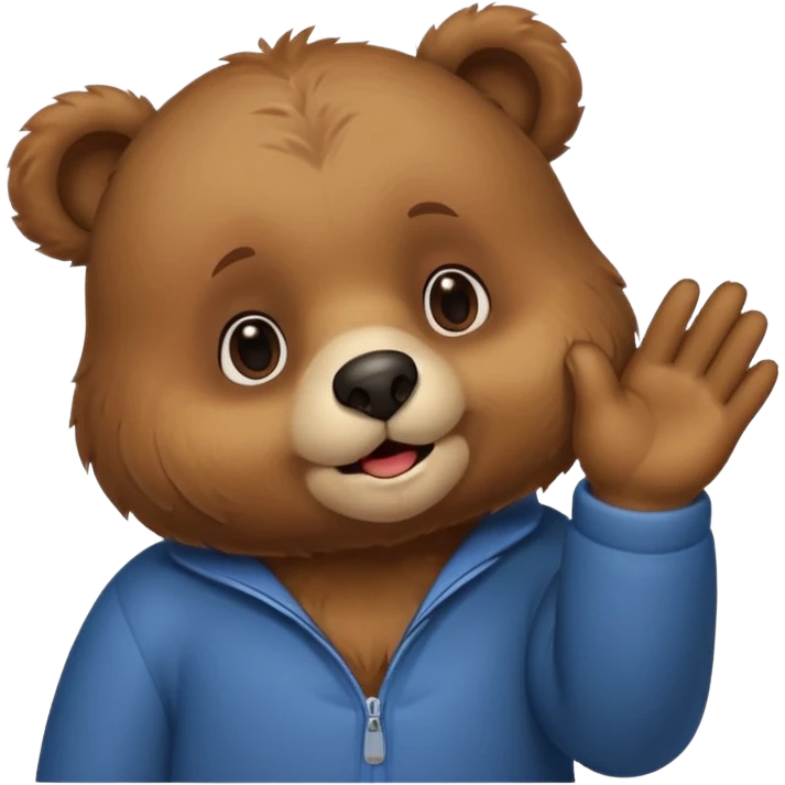 i want a animated bear like dudu the bear sends a kiss with his left hand then right hand emoji