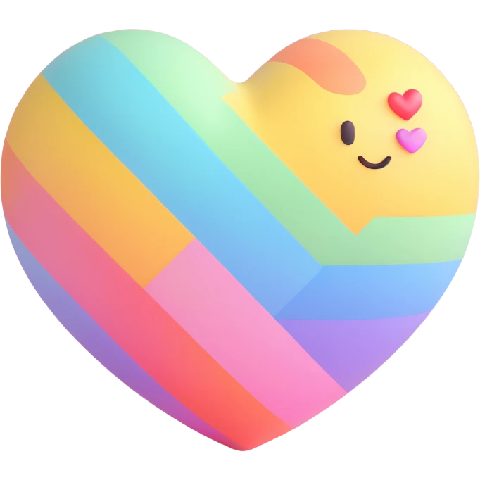 rainbow pride heart, 3D emoji style, no text, with a pastel color palette emoji