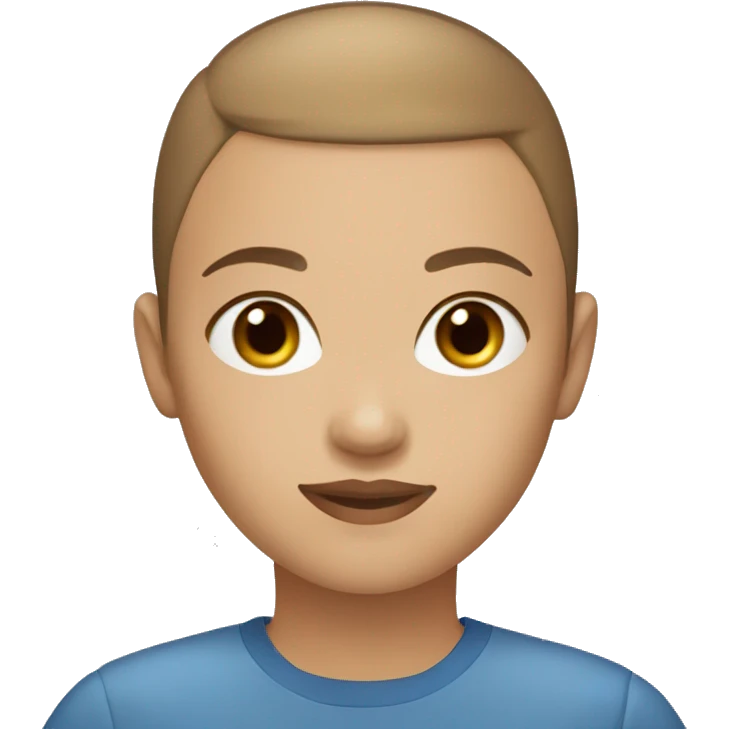 BLUE EYES BROWN BUZZ CUT LIGHT SKIN ROUND FACE GIRL emoji