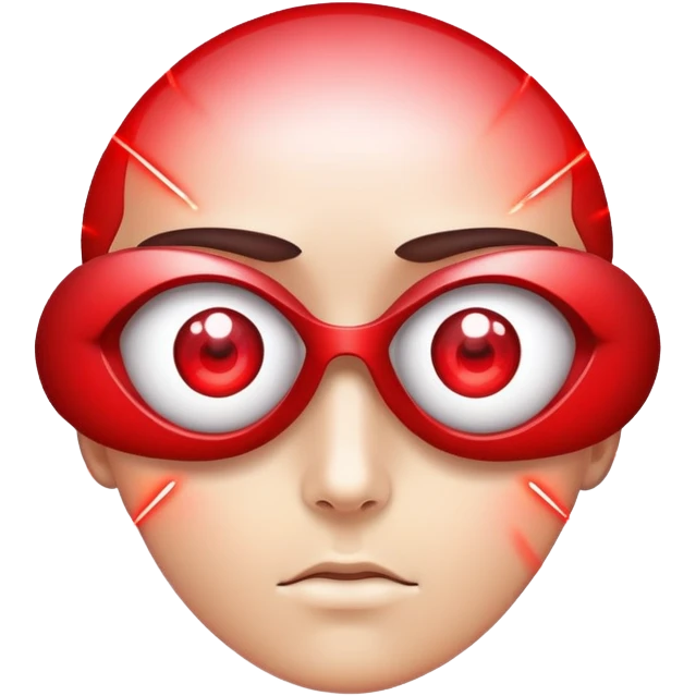 laser beams coming out of eyes, red emoji