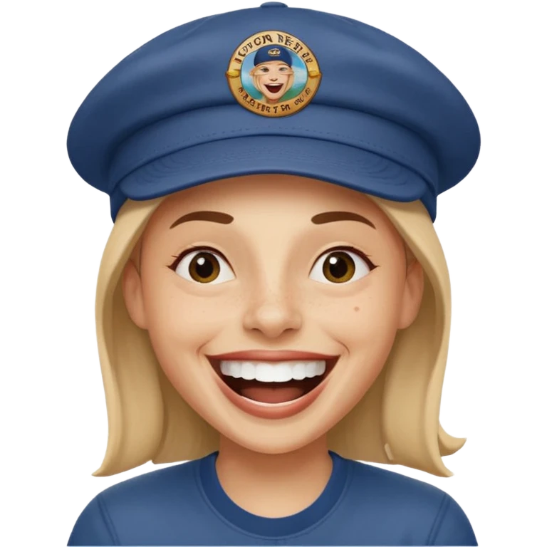 Crea una persona con una gorra de marca riéndose y abajo diga victornext siempre para serviles emoji