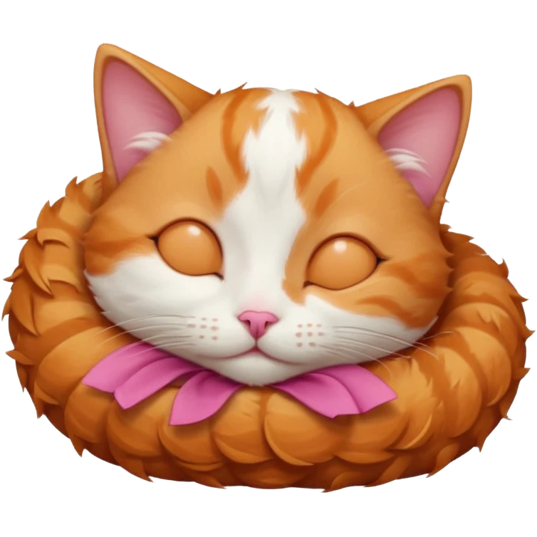 ginger and white small cat curled up with head upside down with eyes closed emoji