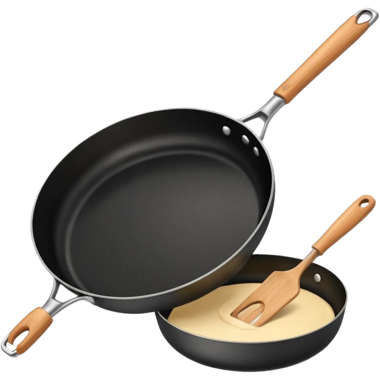 a black pan and spatula inside emoji
