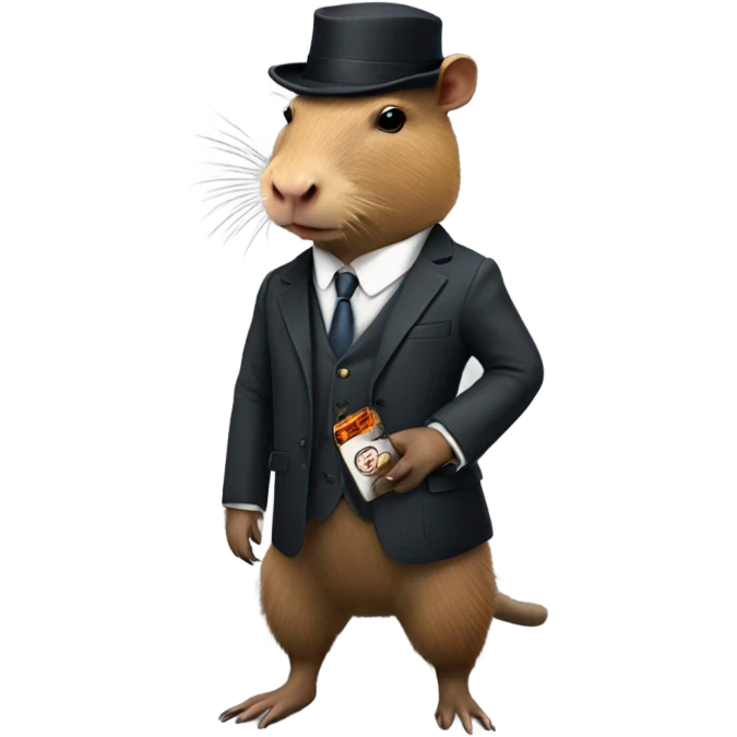 Capybara dressed like peaky blinders and smoking a cigarette  emoji