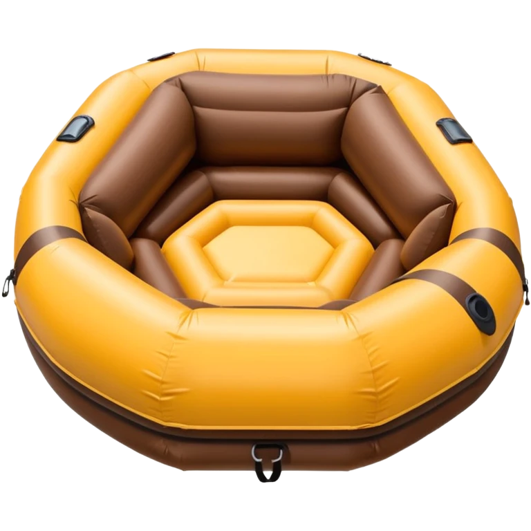 brown round inflatable boat with several seats around the perimeter emoji