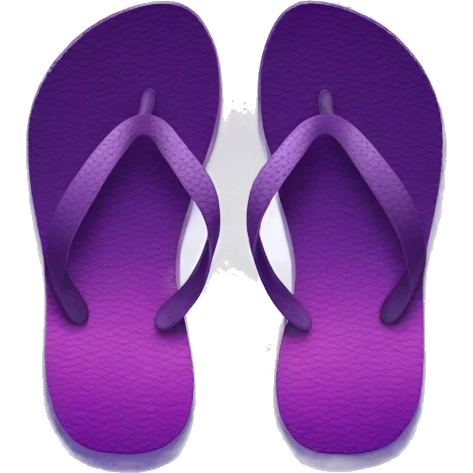 Realistic dark purple gradient pair of summer flip flops isolated. emoji