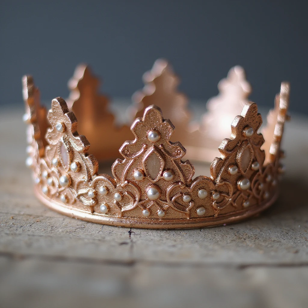rose gold crown, elegant, metallic, realistic, minimal background emoji