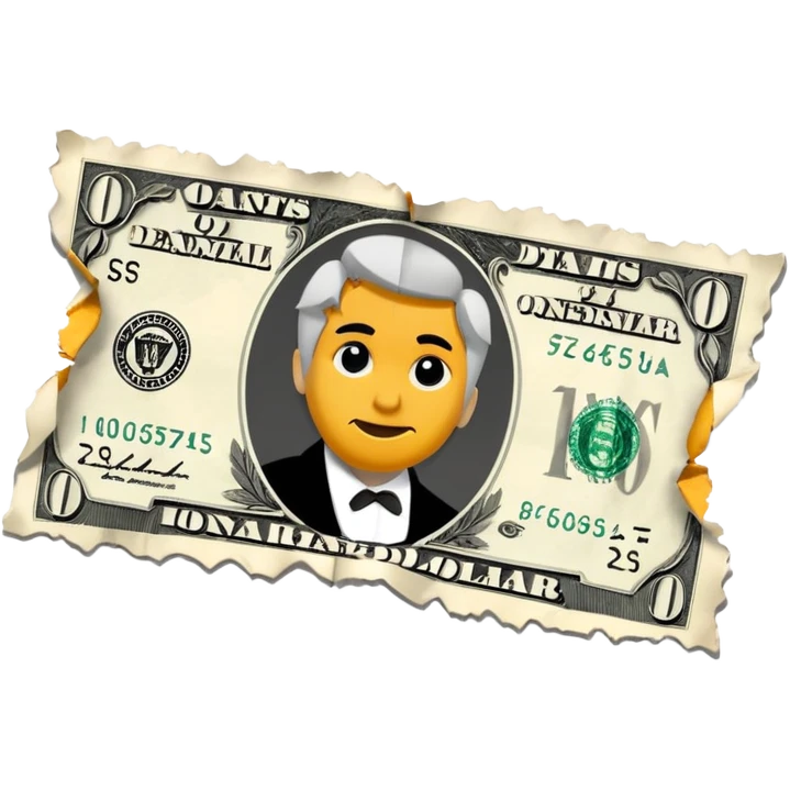 Ripped in half dollar bill emoji
