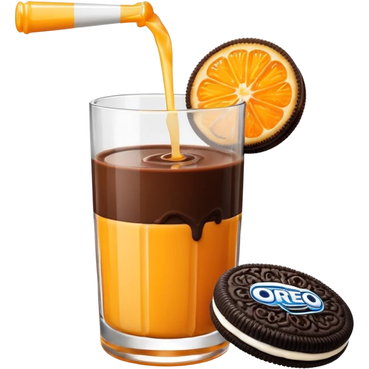 Oreo cookie being dipped into a glass of orange juice emoji