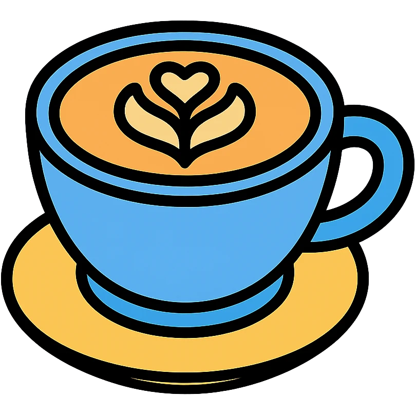 cappuccino in a cup, inviting and warm, modern icon style emoji